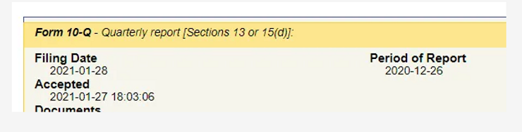 10-Q with filing date and date and time accepted.