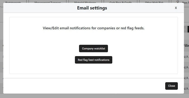 Email red flag feed notifications