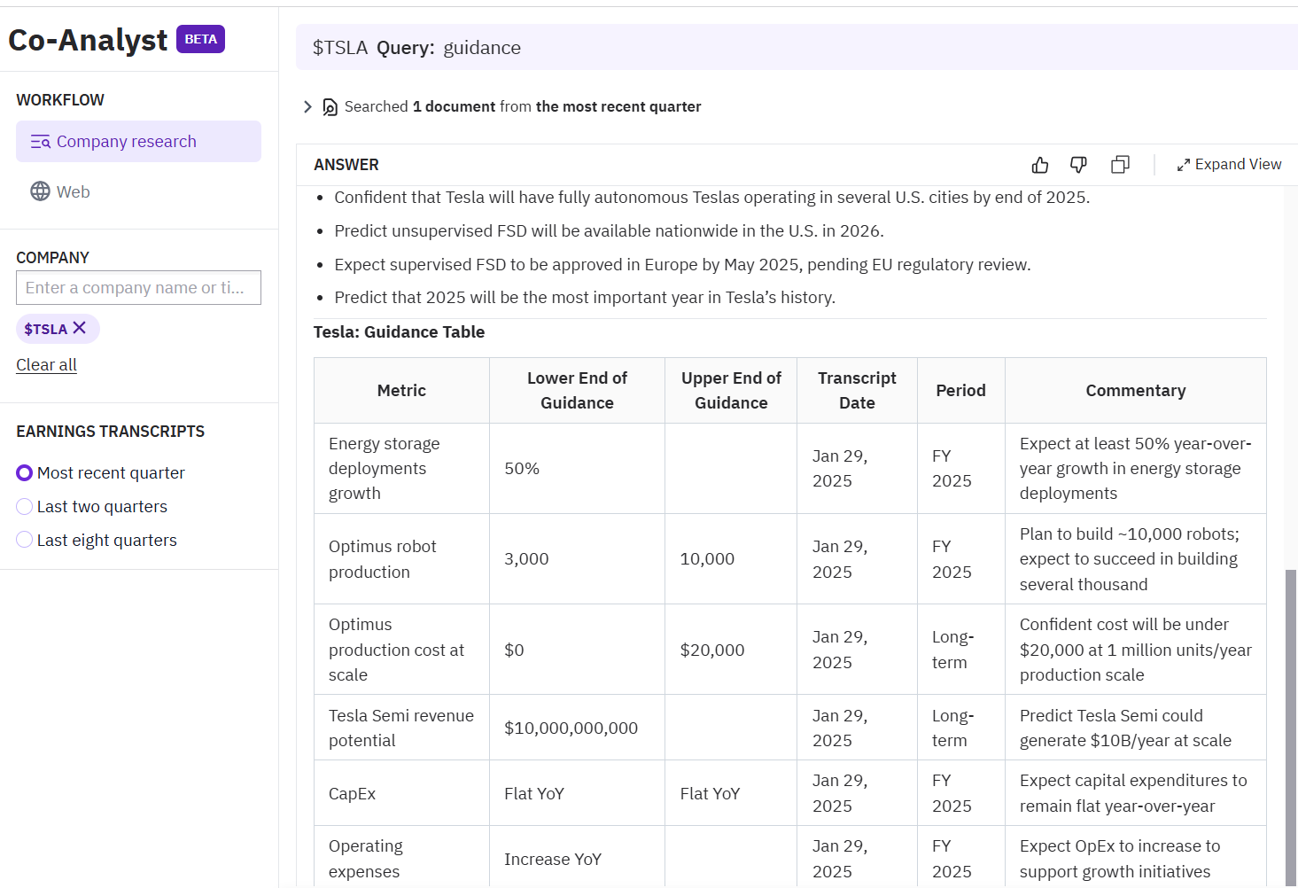 Tesla 2025 and long-term guidance